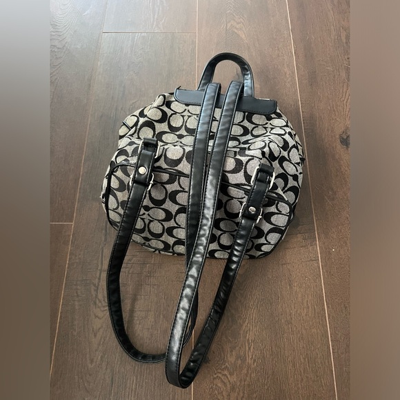 Coach Black Signature Canvas Leather Backpack/ - Picture 7 of 7